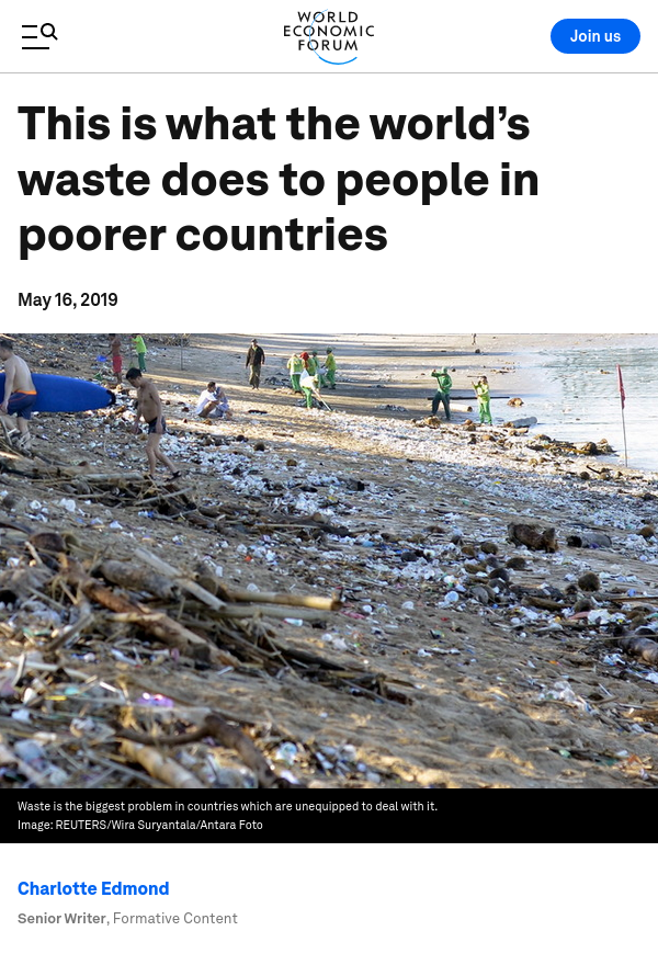 World Economic Forum - Waste does to Poorer Countries